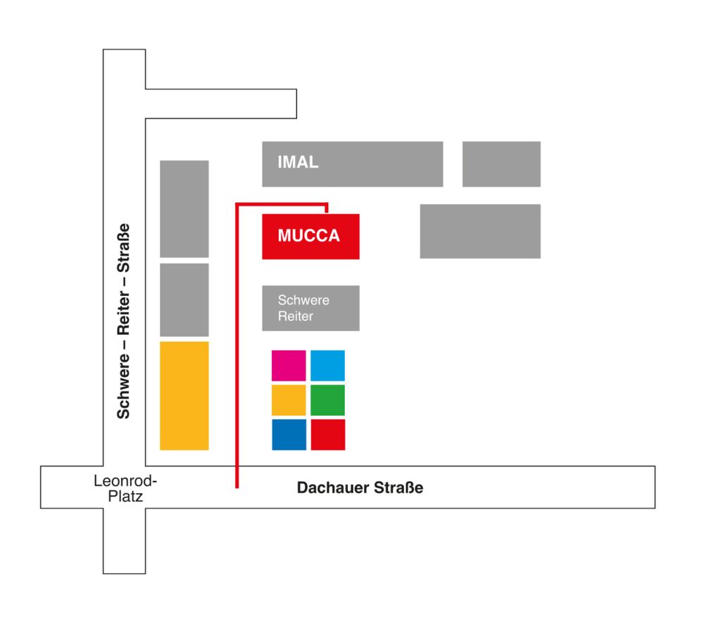 Hier sieht man einen Lageplan der MUCCA-Halle.